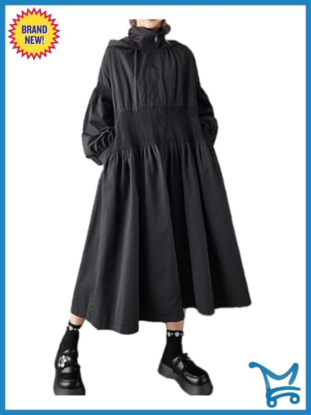 Women's Hooded Zip Up Long Sleeve Cotton Blend Maxi Coat